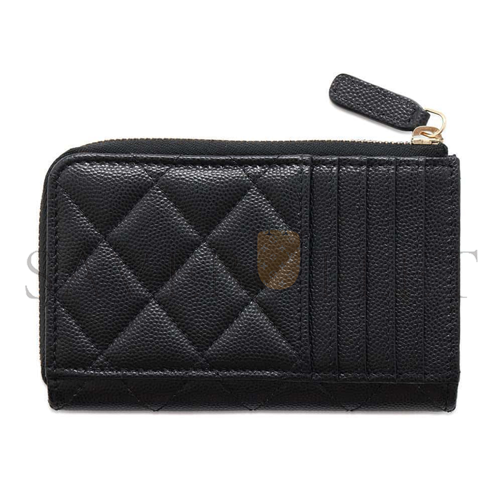 Ch*el master matelasse large logo l-shaped zipper card case black ap3982 (13*8*3cm)